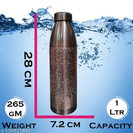 Trade Vibe Goods Designer 100% Pure Copper (900mL) BPA Free, Rust & Leak Proof Copper Bottle, for Office, Yoga, Home, Gym, Travel, Ayurveda Inspired Copper Bottle (Pack 1)