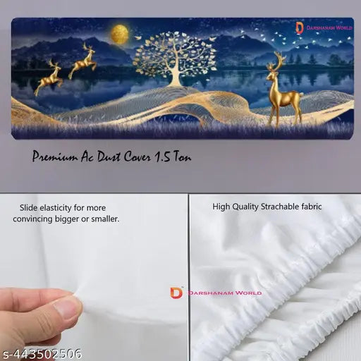 QUEDORIS Ac cover 1.5 Ton New Printed Air Conditioning Dust Cover Folding Designer Ac Cover for Indoor Split Ac (1.5 ton 97 x 31 x 21 .5cm