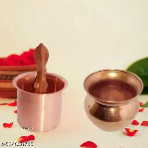 EliteTouch   Pooja lota Kalash for puja Copper Panch Patra Copper Tambe ka lota for puja lota for puja Copper lota for puja Copper panchapatra for puja (Big Size, Brown) Copper Kalash | Tambe Ka Lota for Drinking Water
