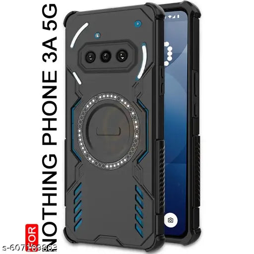 AELVOUX Back Case Cover for Nothing Phone 3A 5G | Magnetic Case with Built-in Metal Ring | Supports MagSafe Charger, Wallet & Car Mount | ShockProof Hybrid (PC + TPU, Black)