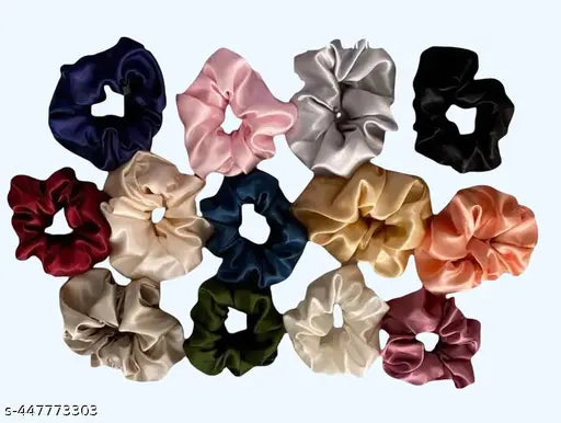12pcs Premium Silk Satin Scrunchies juda for women and girls