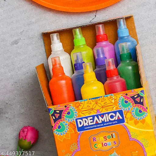 Rangoli Colors Powder Pack of 10 | Multi Color Rangoli Set for Diwali, Festivals, Home Decoration & Puja Use | Eco Friendly Rangoli Color Set