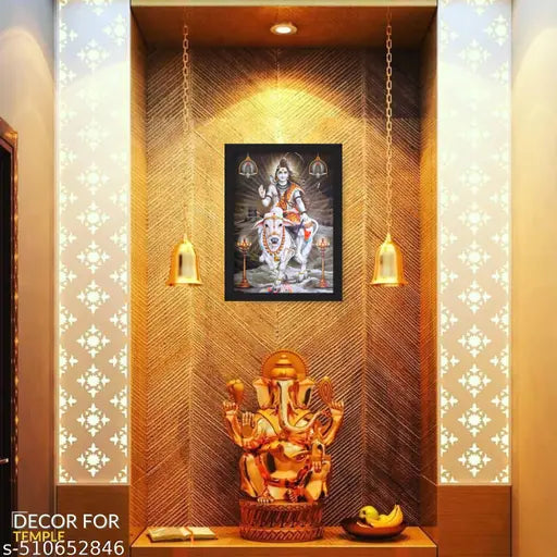 ASDesigns Lord Shiva Pooja (13X10 inch) Photo Frame for Home and Office Decor | Mahadev Hindu God Frame for Pooja Room, Bedroom, Living Room | Shivji Paintings Pooja Ghar