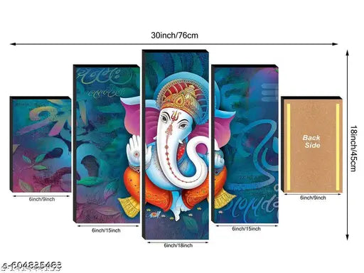 Karnil Set of 5 Modern Art Wooden High Quality Wall Painting, Wall Photo Frame for Home Decor Gift Items - 18' x 30' In (Multicolor)