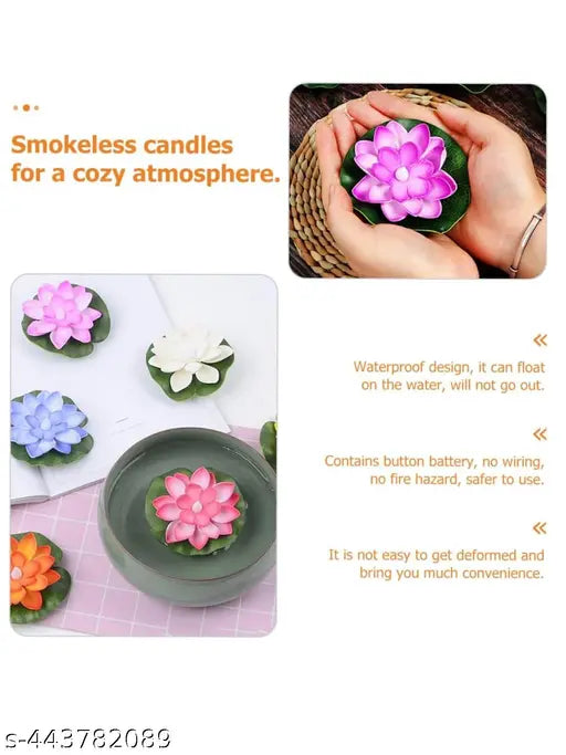 Itsapna Lotus pack of 2  Pcs Diwali Lotus Decoration Floating Lotus with Lights Plastic Flower Diwali Artificial Lotus Traditional Indian Decor for Diwali Puja Home Outdoor Party Decoration (3 Inch)