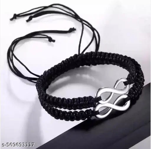 Trending Stylish Black Dori Infinity Lucky Bracelet for Men & Women | Handmade Braided Rope Charm | Couple & Friendship Bracelet