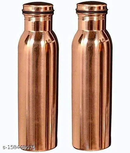Craftzilla Pure Copper Leak Proof Bottle With Plain Shine Finish Design,Drinkware & Storage Purpose, Ayurvedic Health Benefits  Pack Of 2 Bottles Capacity 1 Litre