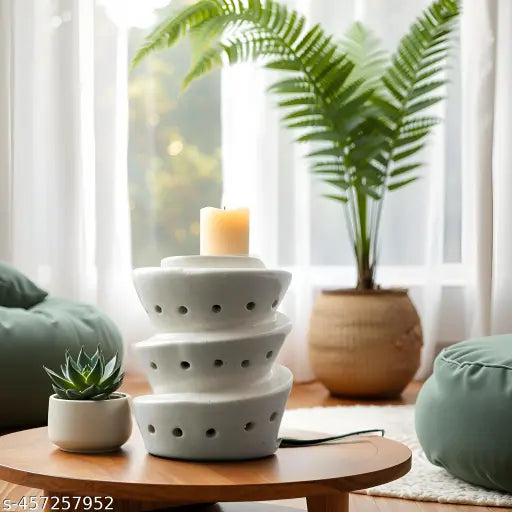 Kraftlik Handicrafts Ancient Softy Shape Electric Ceramic Aroma Oil Diffuser Burner | Electric Fragrance Diffuser Burner with Oil for Room/Office/Home Decor(ARM-Softy) (pack of 1)