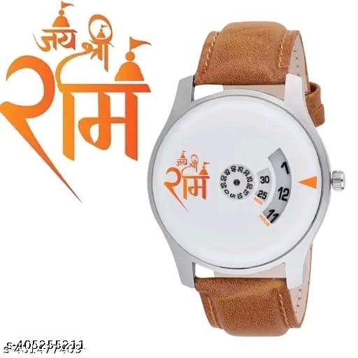 Jai Shri Ram Designer Wrist Watch for Men – Stylish Devotional Watch with Unique Analog Dial and Premium Leather Strap | Trendy Religious Gift Item for Ram Bhakts | Fashionable Ethnic Accessory for Festivals and Daily Wear