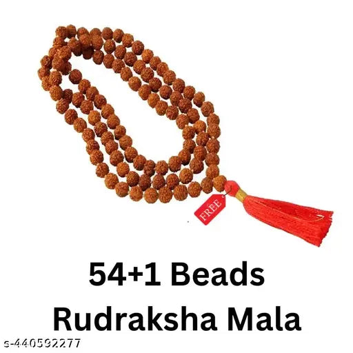 Pooja Artical 3 Combo 108+1 Beads Tulsi Mala, 108+1 Beads Rudraksha Mala,  54+1 Beads Rudraksha Mala (Free) (Pack of 1)