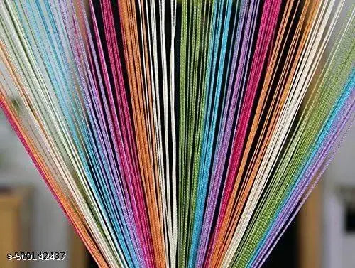Fancy String Threads Beads Curtain| Transparent Thread Curtains| Door Beads Curtain| Polyester Multicolor Threads Door Curtain | 4*7 Feet, Set of 1 piece