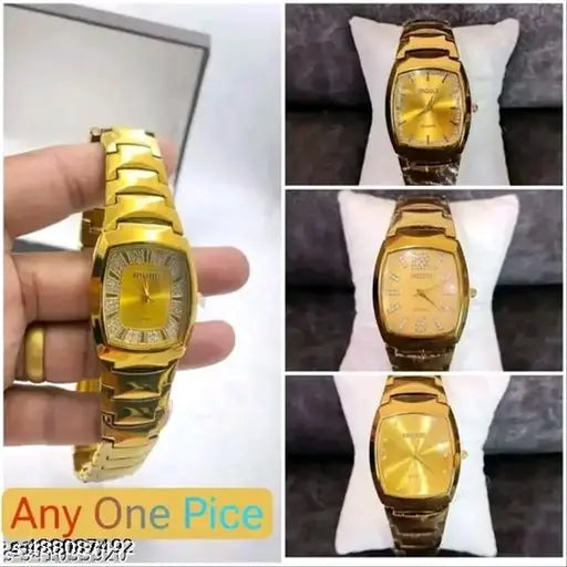 New Golden Stone Studded Sekou Wrist Watch For Men & Women Analog Watches