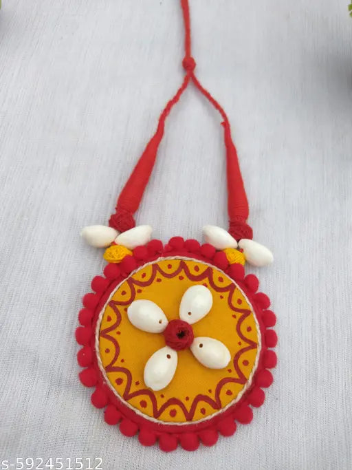 Handmade Terracotta Necklace & Earrings Set / Ethnic Jewelry Set, With Original Sea Shell