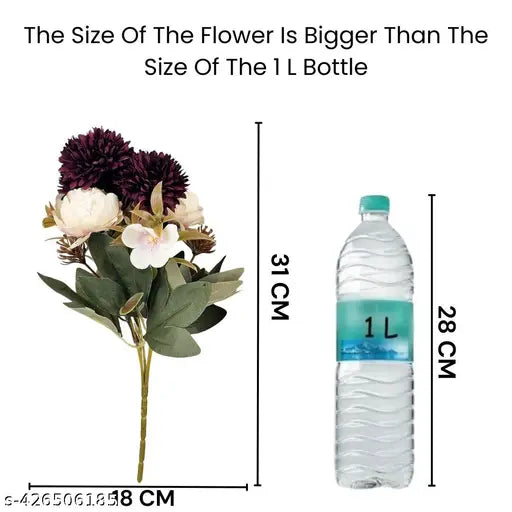 PRAJNA 1 Bunch Artificial Dahlia Peony Flowers for Home Decor, Gifting, Office, Living Room, Bedroom, Event, Birthday, Festival, flower decoration, functions, Wedding Decoration Items, valentine Decoration (without Vase Pot) (Orange)