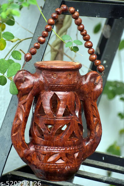 Saanchi Handcrafted Clay Lanterns Pack of 2 – 12-Inch Brown Decorative Lanterns for Home Décor, Festive Lighting, and Gifting