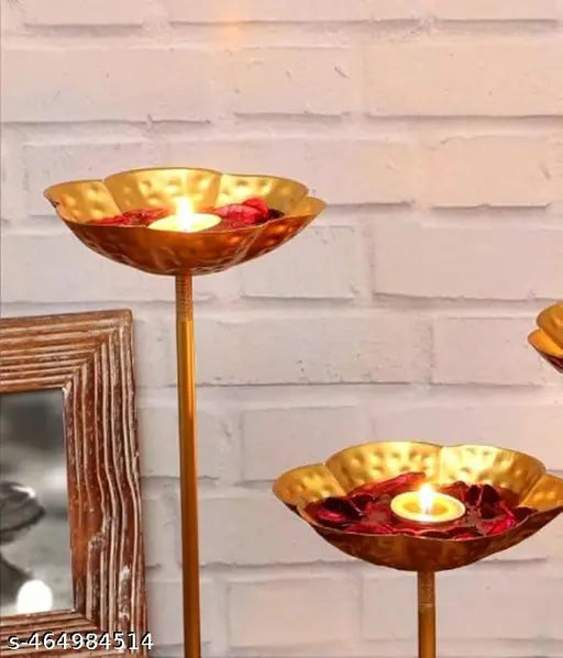APEX CRAFTS IMPEX Decorative Urli Bowl Tealight Holder Stand | Set of 3 for Decoration Floating Diya Home Decor Showpiece Diwali and Pooja (Set of 3)