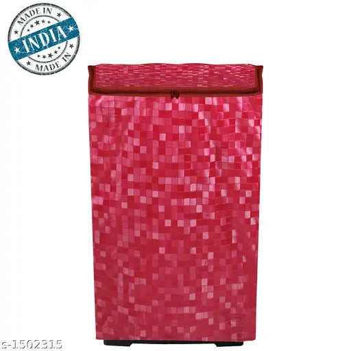 E-Retailer®Waterproof PVC Top Load Washing Machine Cover With Zip Enclosure Suitable For 5kg to 8kg (Color-Red, Size-23x23x35 Inches)