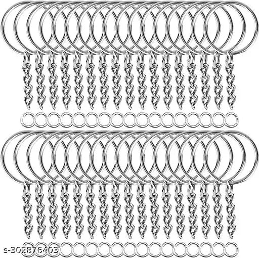 15 Pcs Keychains with Chain and 15 Pcs Jump Rings, Keychain Rings Kit Keychain Findings Bulk for Keychain