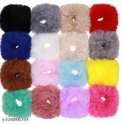 12 Pieces Fur Hair Scrunchies Rabbit Furry Hair Ties Pom Elastic Hair Bobbles Fluffy Ponytail Holder Pompom Ball Scrunchies Hair Band for Women Girls Hair Accessories(Color Set 12) Rubber Band (Multicolor) Multicolor color Not Available thalamudi kattu/th