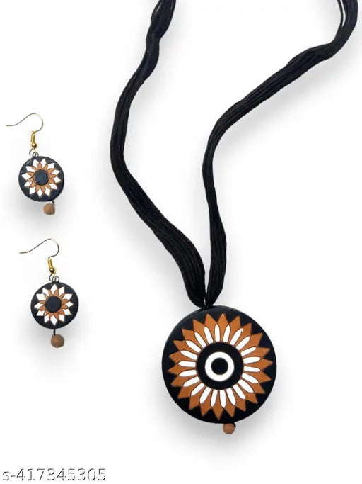 Handcrafted Terracotta Embellished Necklace & Earring Set For Women