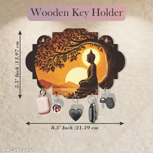 SDF Lord BuddhaBeautifully Designed Key Holder, Key Hanger for Home Decor Gift Items - 8.5' Inch x 5.5' Inch (Multi), Pack of 1