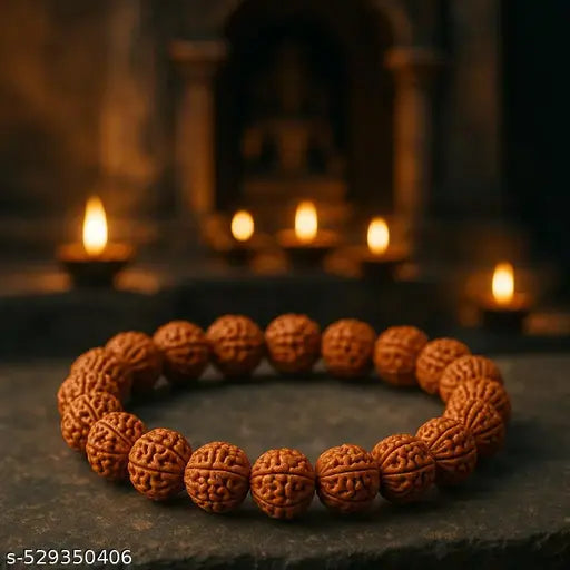 HaridwarDivine 5 Mukhi Rudraksha Bracelet Original & Certified | Panchmukhi Rudraksha for Men Women | Adjustable Yoga Bracelet for Spiritual Balance