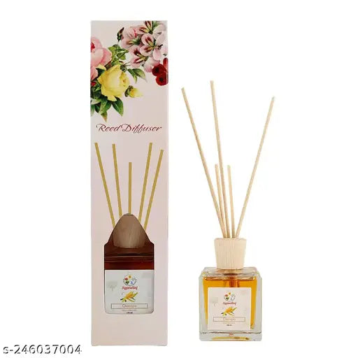 Sugandhim Reed Diffuser Champa, 1 x 100ml & 5 Reed Stick, Non Alcoholic, Flower, Living Room, Washroom, Bedroom, Study Table, Office, Gifting Set, Easy To Use, Chemical Free, Mood Lifter, Pleasant Fragrance, Warming, Calming, Floral, Maintenance Free, Ris