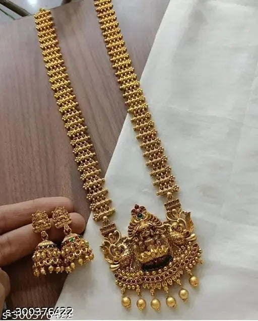 SHREE ADINATH CREATIONS South Indian  Laxmii Goddess Jewellery Sets II Traditional  Temple Jewellery Set Gold Plated Neck Choker Set for Women and Girls II Beautiful Necklace Set / Indian Women Jewellery/ Gold Plated Fashion Jewelry/Designer Pearl Necklac