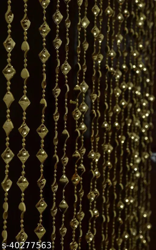 Pindia Strings Bead Curtain Kite Fancy Sparkling Door Window String Beads Thread Sheer Shear Rod Room Hanging Solid Golden 7 x 4 Ft
