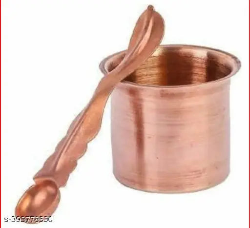 Haridwar Divine Copper Panch Patra Glass with Spoon, Poojan Purpose For Home | Temple | Sawan | Shivrtari Pooja | for All Pooja Purpose
