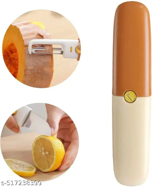2 in 1 Multifunctional Stainless Steel Fruit Knife Peeler, Vegetable Peeler with Knife Julienne Peeler, Multi-Color Fruit and Vegetable Dual-Use Knife,Portable Peeling Fruit Peeler