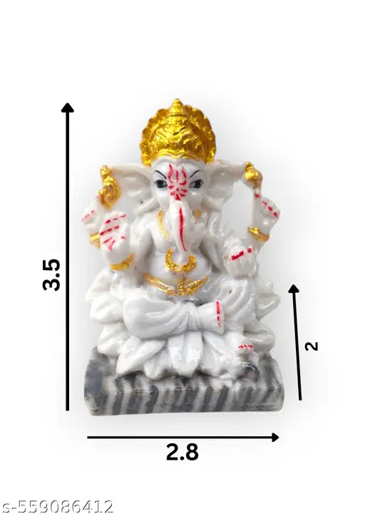 SHUBHMANS TRADERS Lord Ganesha Idol With Wooden ShubhLabh Temple for Home Decor, Car Dashboard Decorative Showpiece