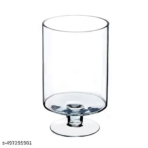 AABHAYA ARTS Hurricane Stemmed Glass Candle Holders, 5.5 inches Height, 3 inches Diameter, Pack of 2 Pcs