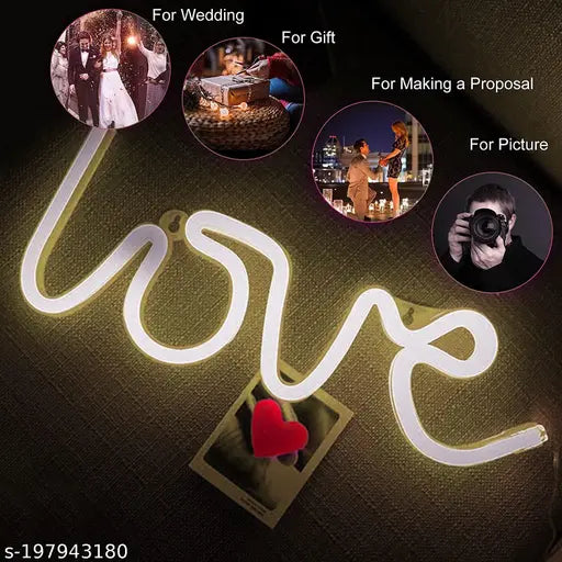 Love Neon Led Light Sign for Love Room Decoration Accessory, Table Decoration, Gifts, Night Light with (USB)(White) || Love light lamp || Love Neon Lights || Love Lighting gift ||Love Lights || Love Neon Light