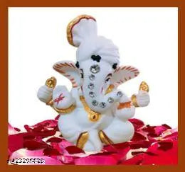 Beautiful Hand Made Marble Ganpati Idol for Gaenesh Chaturthi Celebration|White Ganesha Murti for Your Office and Home Pooja| Gaenesh for Auspicious Occasions (Size 3 inch)