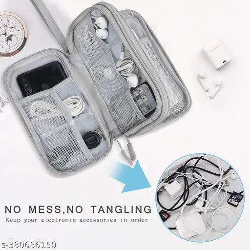 Quality Electronics Accessories Organizer Travel Multipurpose Waterproof Case  (Grey)