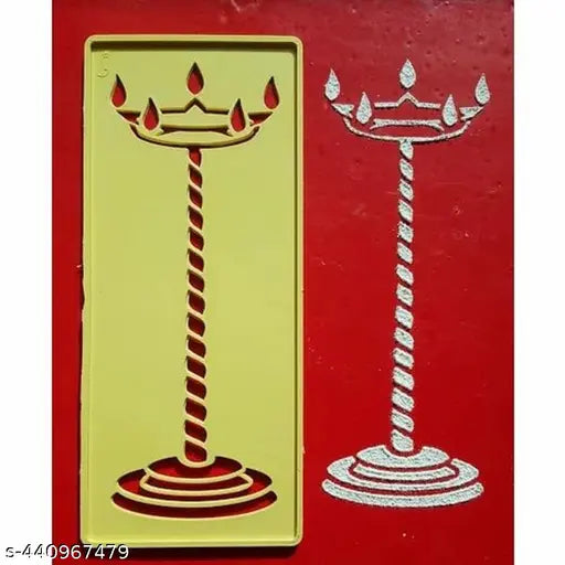 CRAFTAM Different Design Ready to Draw Rangoli Making Stencils, Rangoli Plastic Stencils for Floor Decoration (Set of 12, Size 7x3 Inch)