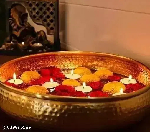 Decorative Glass Bowl for Floating Flowers & Tealights | Elegant Centerpiece for Home, Office & Table Decor | Festive & Daily Use Bowl