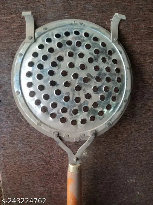 Fulvadi Gathiya Jhara with Wooden Handle Deep Frying Basket  (Grey Pack of 1)