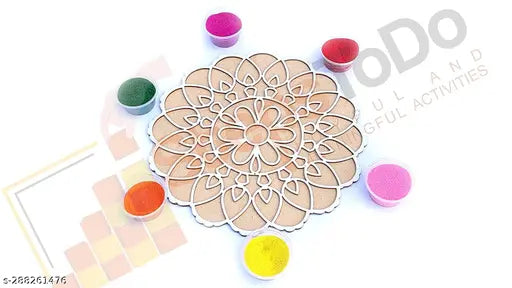 StepsToDo Reusable Rangoli Template Mat. Readymade Rangoli Stencil. Just Fill with Rangoli or Petals. Traditional Design. Modern Day Ease of Use. Washable. Float on Water.  (Design P)