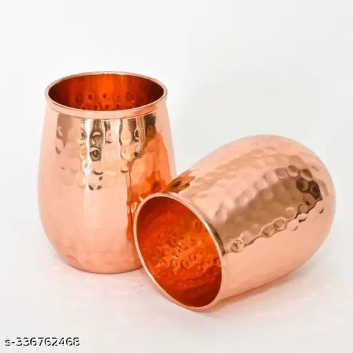Giftonia Hammered Pure Copper Glass Tumbler Mug Cup, Serveware & Drinkware, Durable Copper Glass to Enhance Your Hydration Experience Capacity 300 ML Each Pack of 2