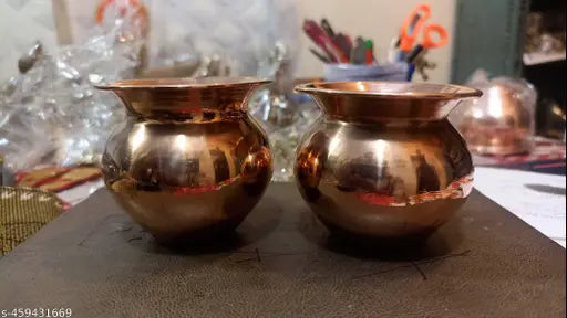 7CM Copper Kalash Set of 2, Copper Lota, Tamba Ka Lota for Drinking Water, Copper Lota for Diwali, Pooja, Festival, Home Decoration