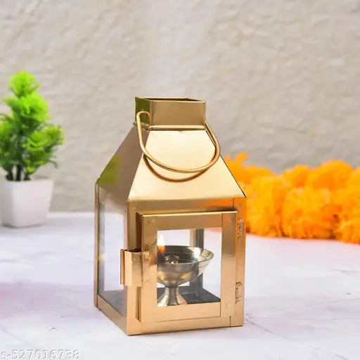 Akhand Diya Stand For Home Temple Pooja , Akhand Diya , Diya Stand With Glass Cover , lantern with candle , decorative laltern