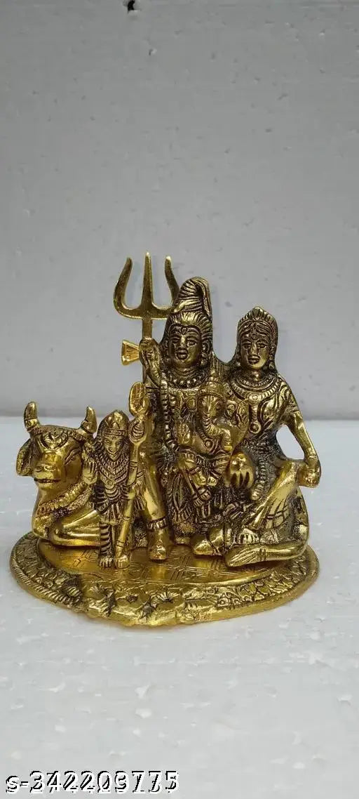 Haridwar Trends Shiv Parivar ki Murti, Shiv Parivar Murti, Shiv Parivar, Shiv Parivar Murti Handicraft metal shiv Parivar | shiva family with Kartik Ganesh home and office decor idol Idols & Figurines, Lord shiva and Parvati (9 x 8 x 12cm) sitting on Nand
