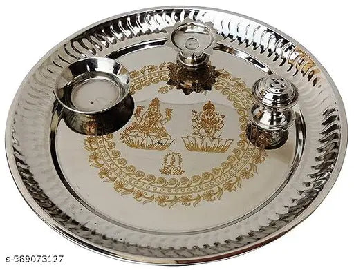 Steel Puja Plate |Lakshmi ganesh puja thali |Steel Puja plate set | pooja items | Steel pooja plate | pooja thali set