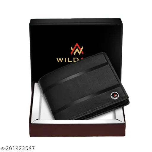 WILDAUK  Men Casual, Evening/Party, Formal, Travel, Trendy Black Artificial Leather Wallet  (3 Card Slots)