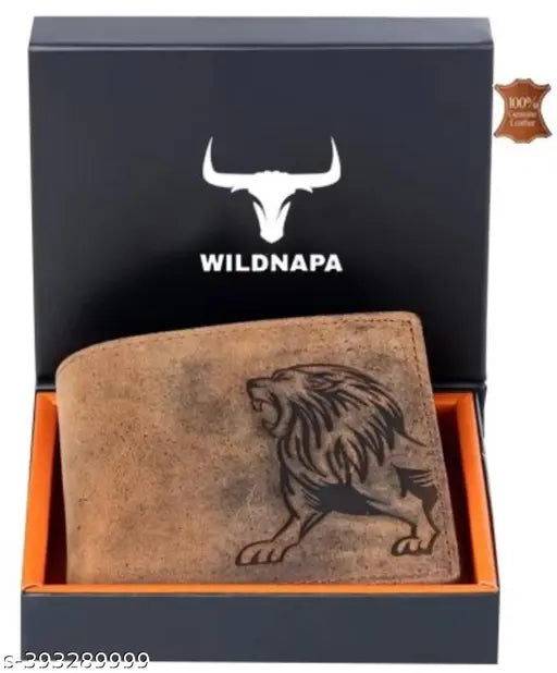 WILD NAPA RFID Protected 100% Brown  Genuine Leather Wallets For Men