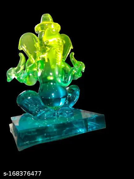 Crystal Two Face Light Green Color Ganesha Idol For Home Temple Decoration, Ganesh Idol For Car Dashboard, Ganesha Statue, Ganesh Ji Murti, Ganesh Idol, Ganesh Chaturthi Decoration .