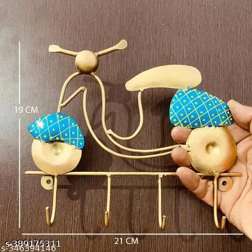 Metal Key Holder Scooter Wall Hanging Showpiece