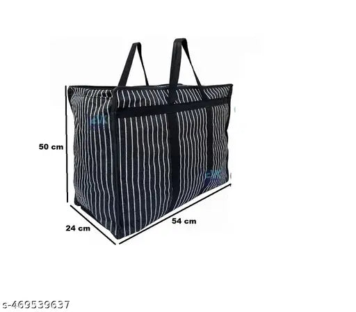 Pack of 1 Canvas & Polyester Shopping Bags Strong Handles Reinforced Handles jhola Bag and Base Heavy Bag/Multipurpose Storage Organizer and with Zipper On Top